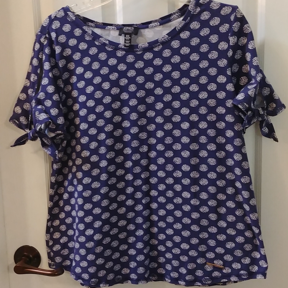 Jones New York Navy Blue/White Top, size Large